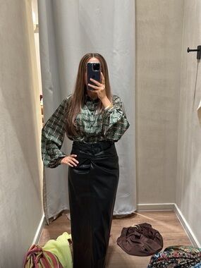 Faux Leather Black Maxi Skirt with High Waist